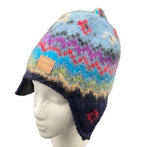 Kyiber Outerwear Wool Knit Winter Hat Size M W/ Ear Flaps Made In Nepal